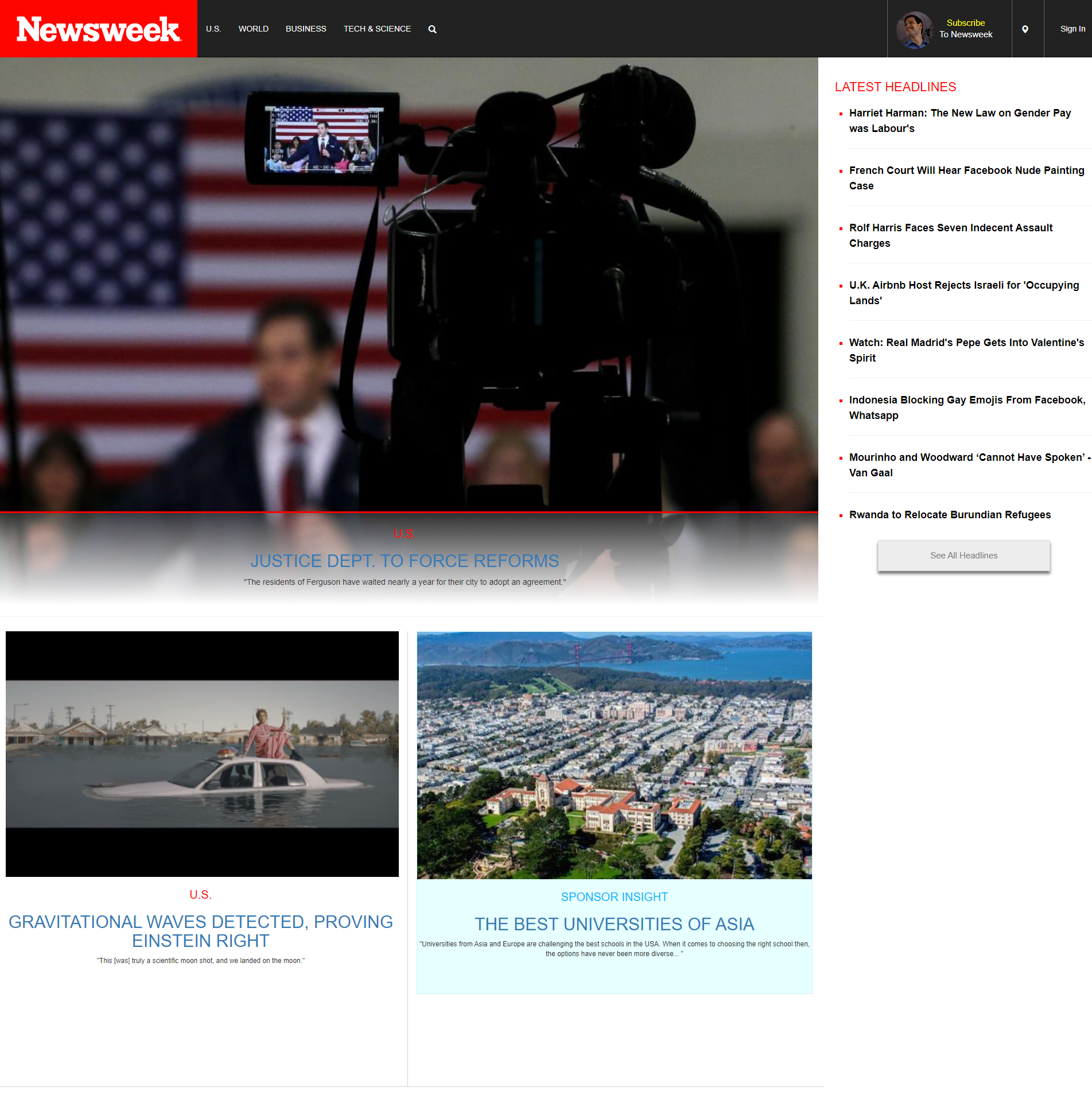 screenshot of Newsweek homepage clone website